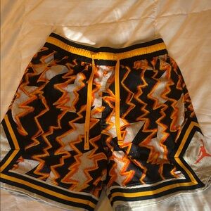 Jordan Men's Athletic Shorts - Black and Orange Zigzag